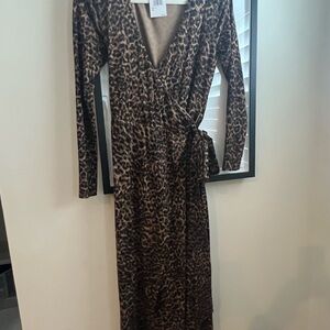 Good American Leopard Print Wrap Dress